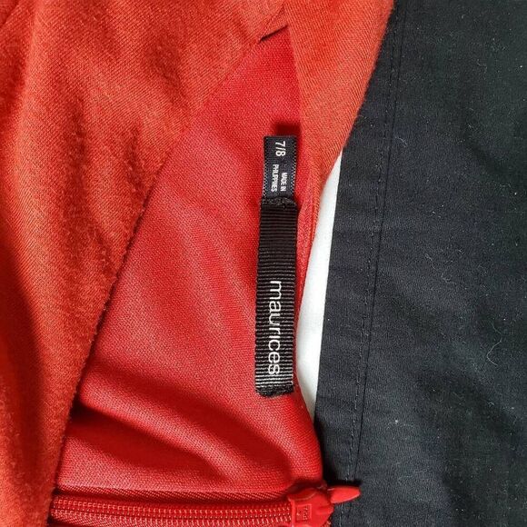 Maurices Red Black Colorblock Sheath Dress 7/8 Cap Sleeve Back Zip Business Casu - Picture 5 of 6